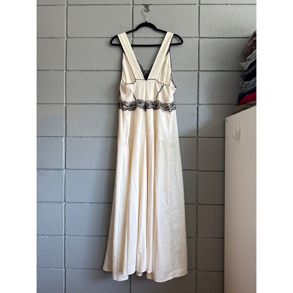 NWT Women's ME+EM Satin And Black Lace Full-Length Slip Dress size 12 Coquette - Picture 5 of 6